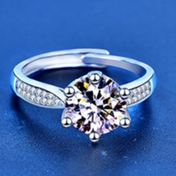 Certified 2ct. t.w. Diamond Moissanite Solitaire Engagement Ring NEW J - Picture 3 of 8